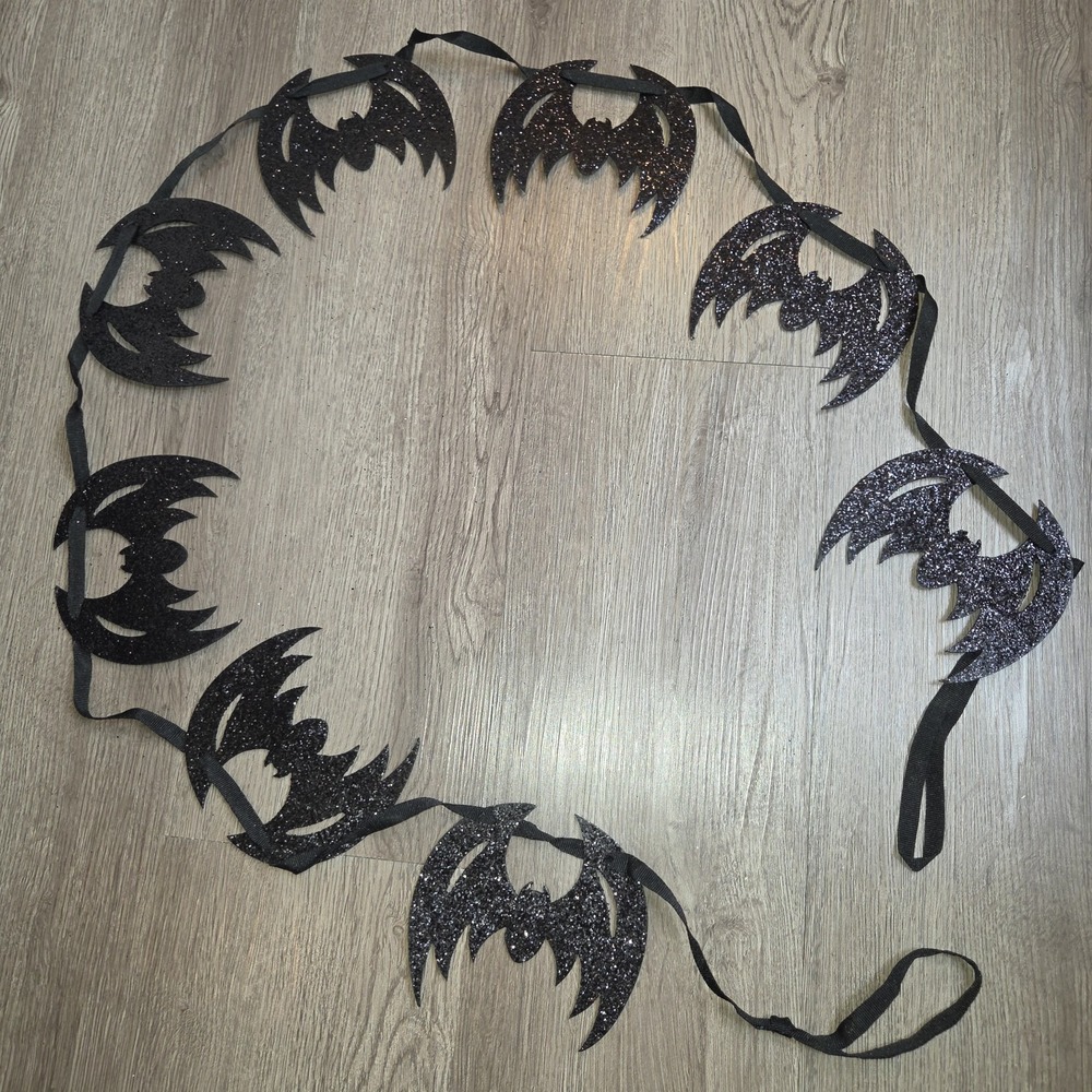 Vintage Bethany Lowe Haunting Halloween Silhouette Bat Garland 70" Long